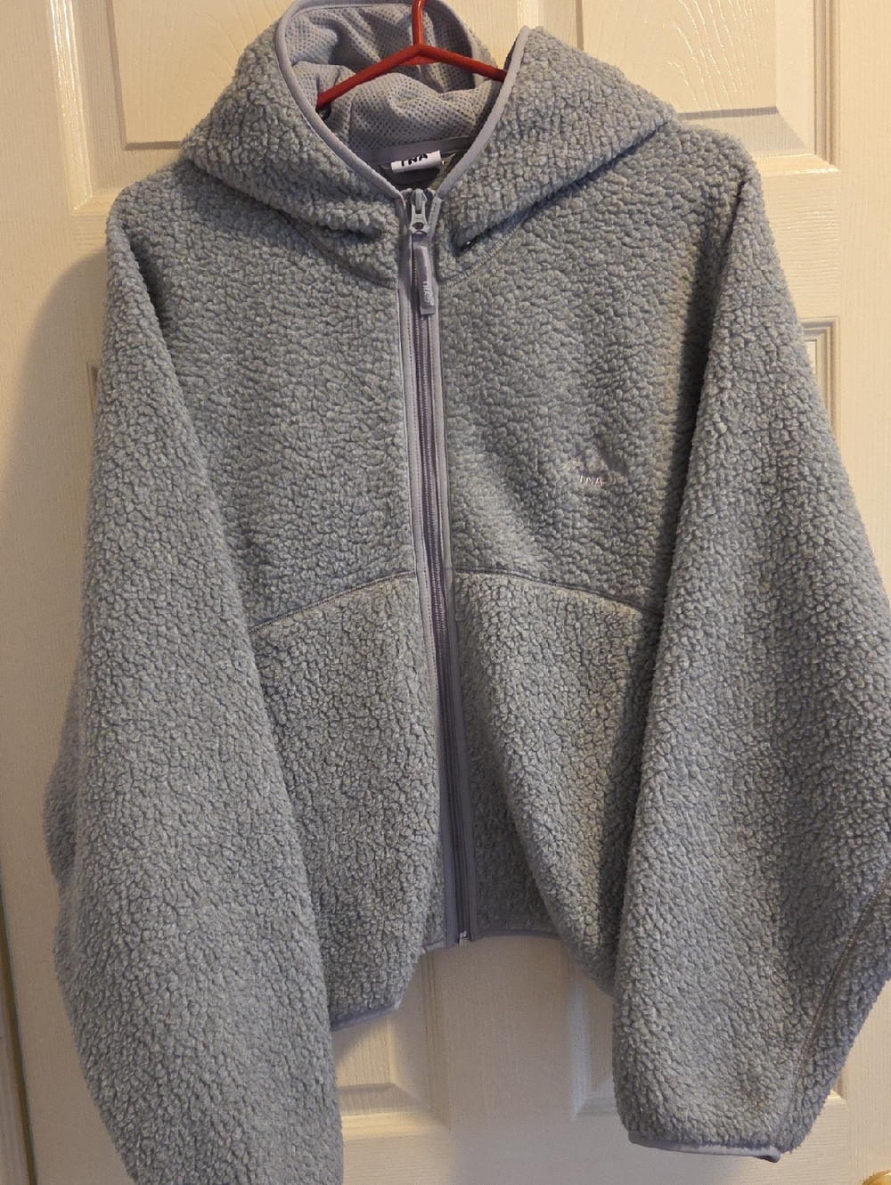 TNA Light Gray Sherpa Zip Hooded Jacket Thermo Pro NWOT